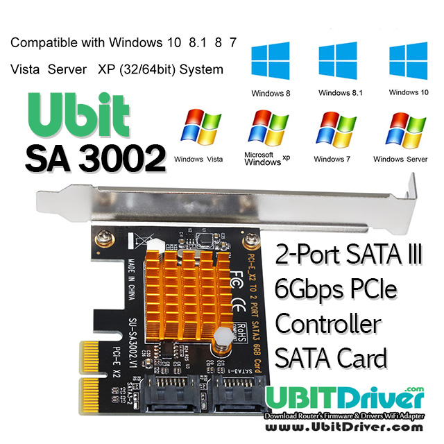 Ubit Driver SA3002 6Gbps PCIe Controller SATA Card