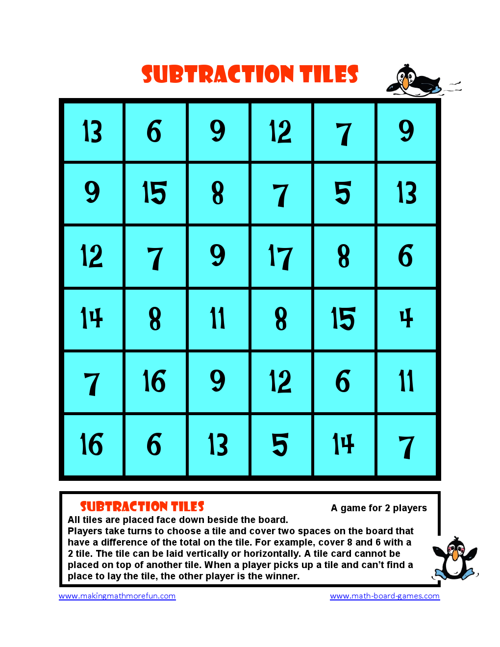 Fun Math Game Board Game for Kids Math Activities 2020 Free Printables