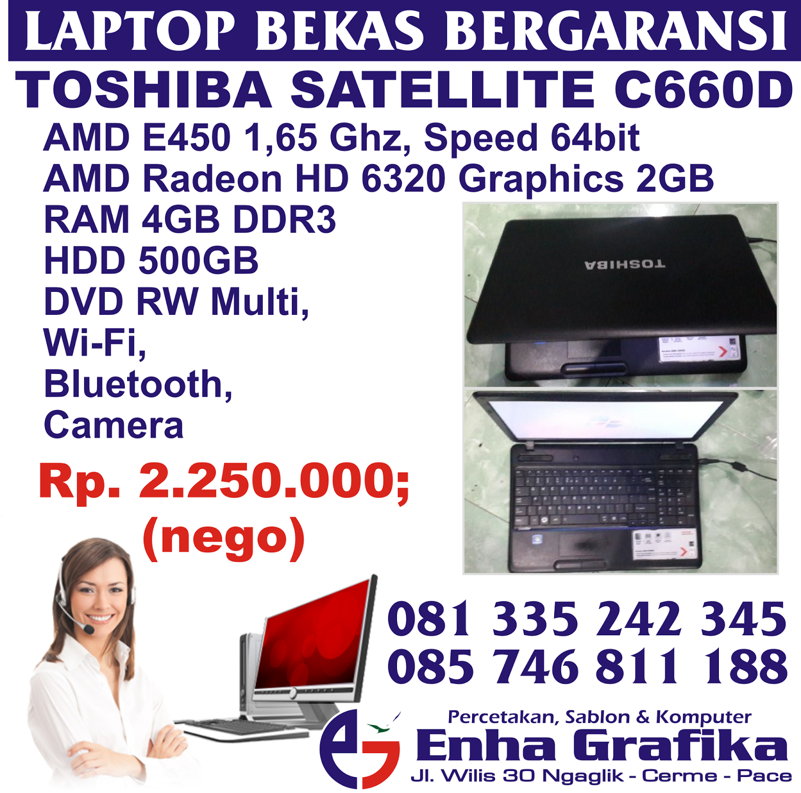 Dijual TOSHIBA SATELLITE C660D Tabloid Laptop