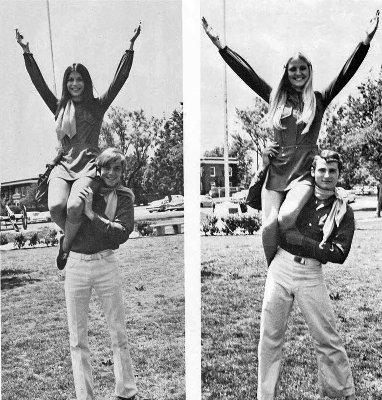 B&W Photographs of Cheerleaders in 1960s - 70s ~ vintage 