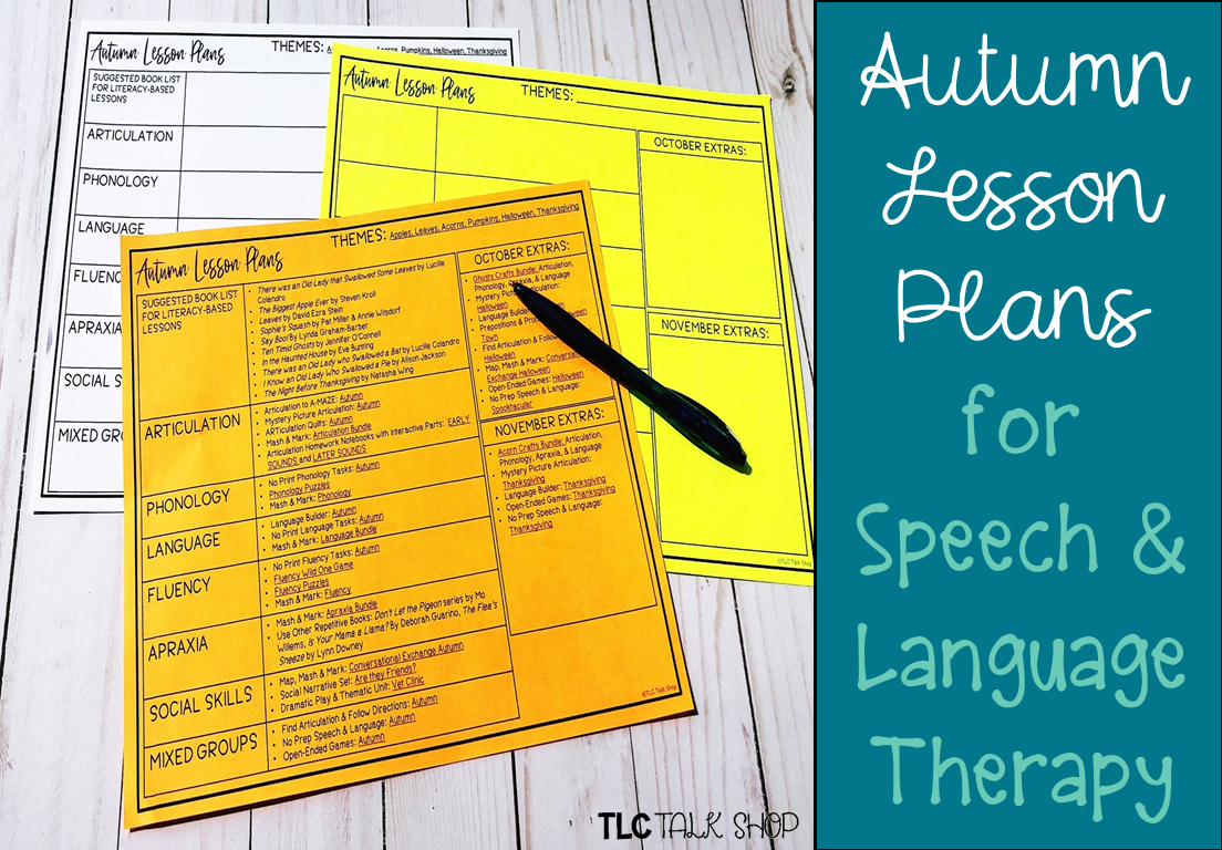 Autumn Lesson Plans for Speech-Language Therapy - TLC Talk Shop
