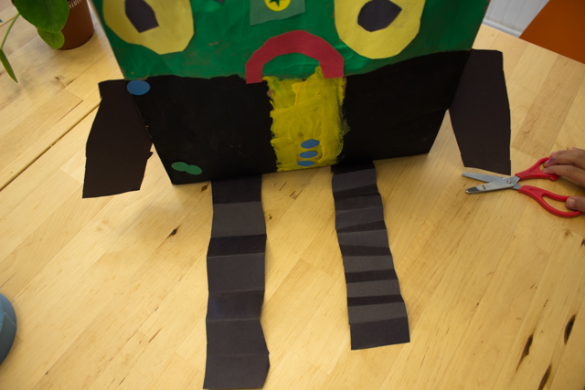 How to make a paper bag Frankenstein Halloween Preschool Craft