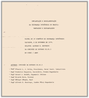 IBP - 1º Simpósio Segurança Intrínseca - CE 65.3 Cobei - Implantação Ex "i" no Brasil (06/11/1979)