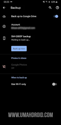 Tombol Back Up Android Google Drive Aktif