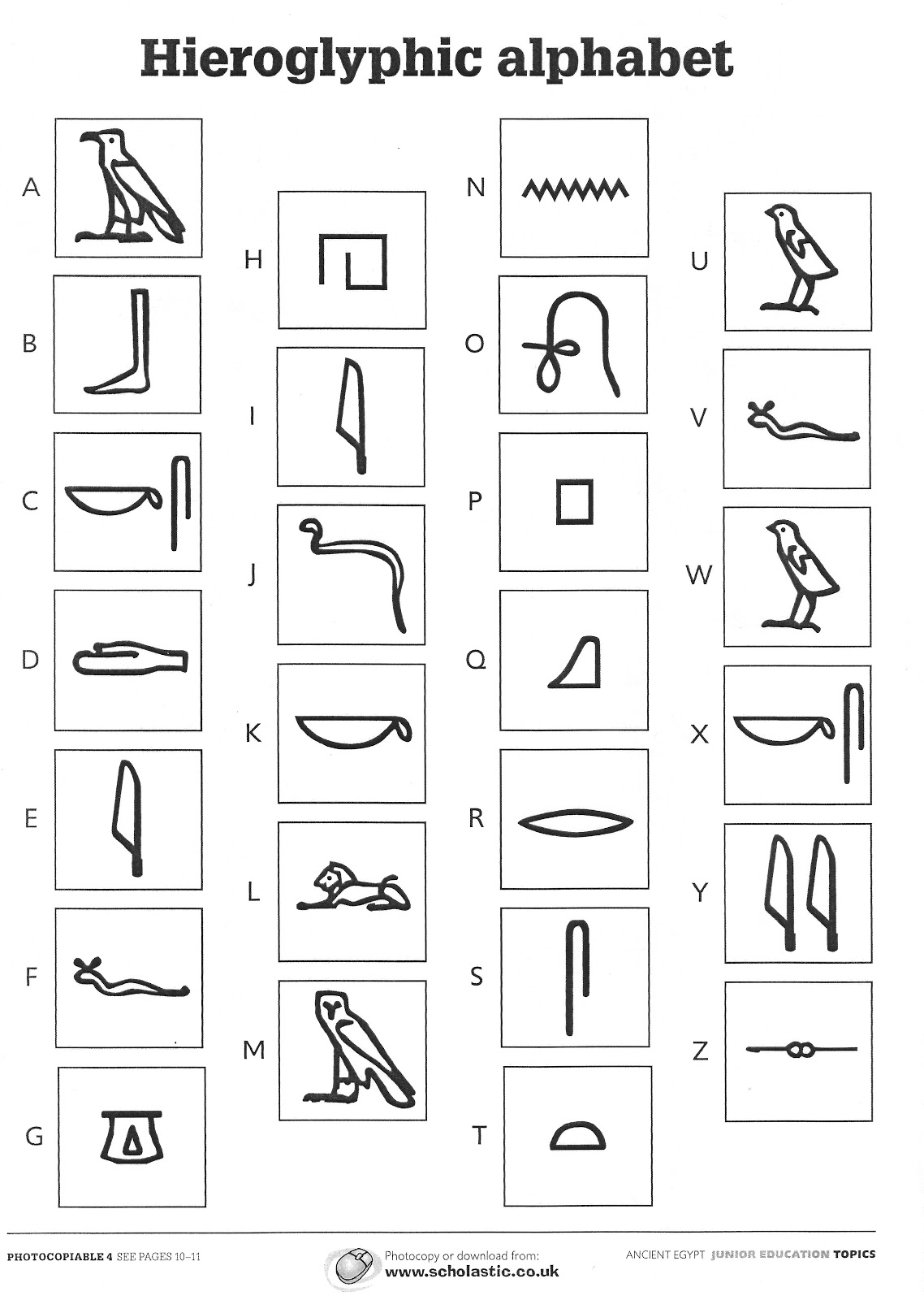 Hieroglyphics Worksheet | Printable Worksheets and Activities for