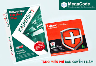 Phần mềm, ứng dụng: Tặng phần mềm diệt virut Kaspersky BKAV bản quyền 1 năm tại Megacode.v 1