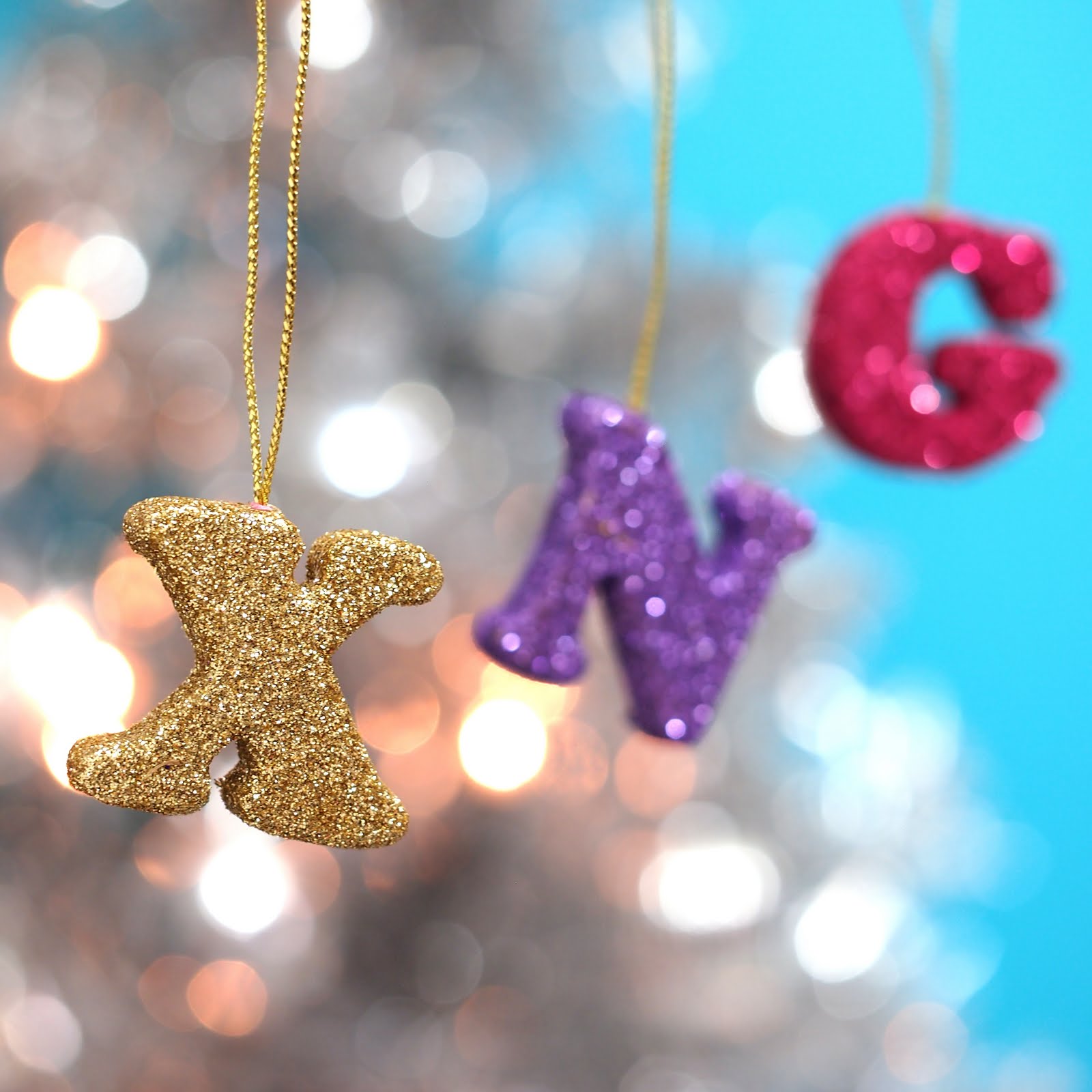 The Tiny Funnel Glitter Letter Ornaments