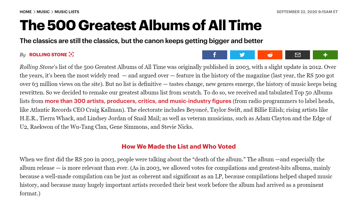 in the (212) Rolling Stone Rattles Cages With Revamped List of