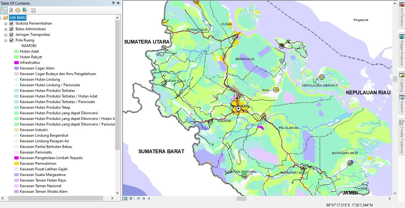 SHP Shapefile Peta RTRW Pola Ruang Provinsi Riau 2018