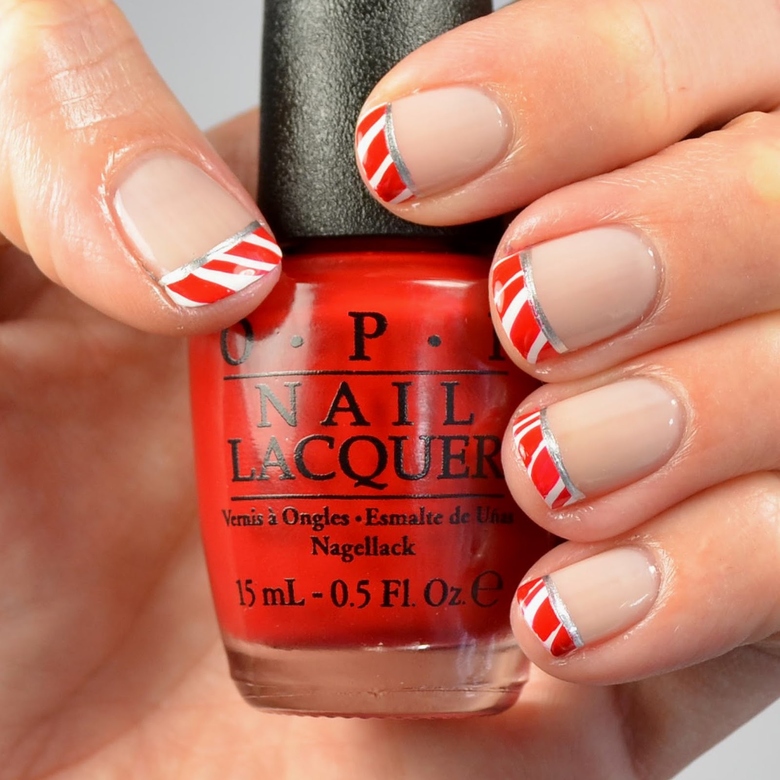 Go Polished Candy Cane French Tip