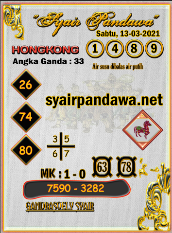 Gambar Syair Pandawa HK sabtu 13 maret 2021