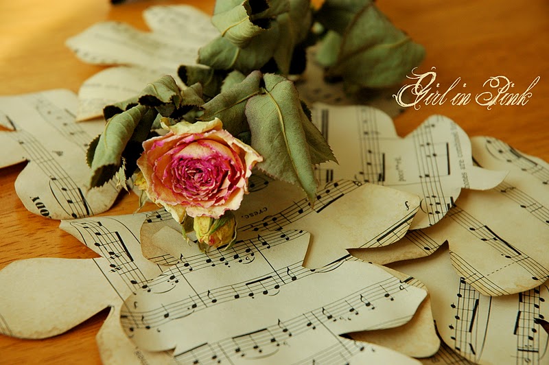 Girl in Pink: Scented, Aged, Sheet Music Leaves Tutorial
