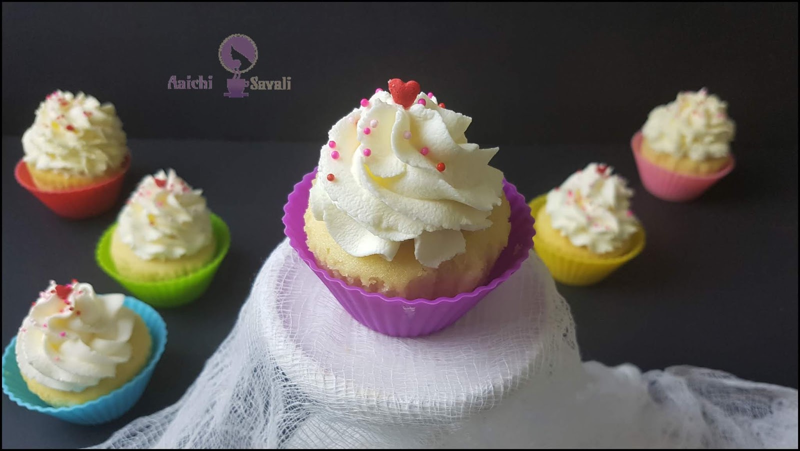 Eggless Vanilla Cupcakes Without Oven Aaichi Savali