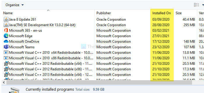 Encuentra la fecha de instalación de la aplicación en Windows 10