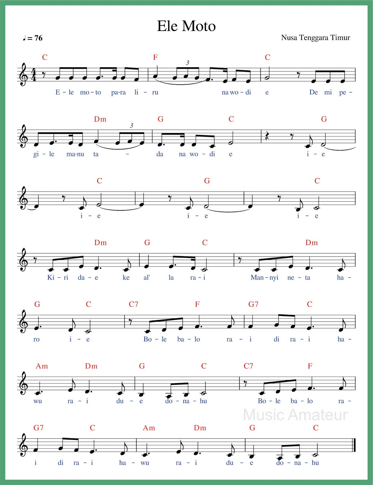 Not Angka Ele Moto SEPUTAR MUSIK