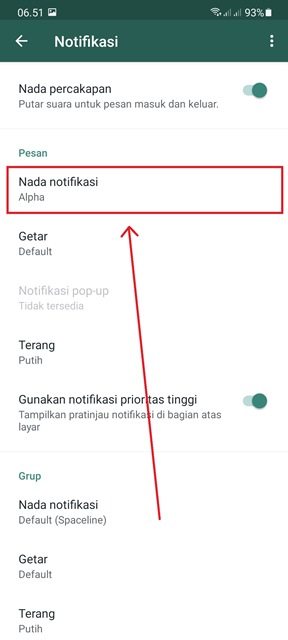 Cara mengubah nada dering whatsapp