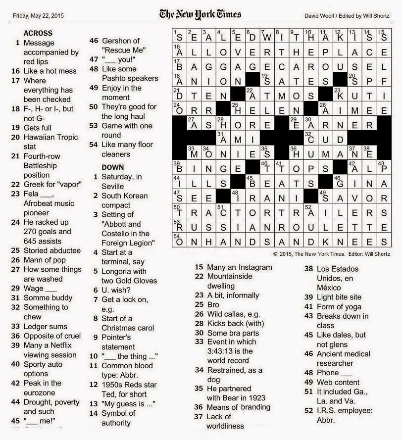 The New York Times Crossword in Gothic 05.22.15 — Hot Mess