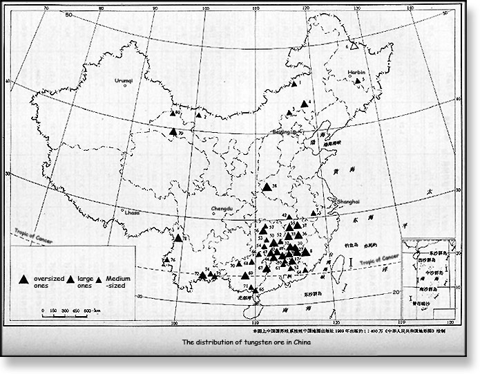 LED and Sapphire The distribution of tungsten ore in China