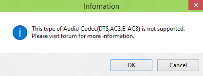 This type of Audio Code(DTS,AC3,E-AC3) is not supported