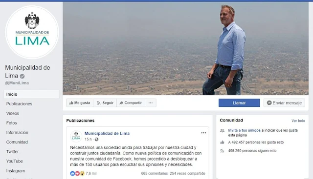 Facebook de la Municipalidad de Lima dejaron el color amarillo característico de la gestión del exalcalde Luis Castañeda