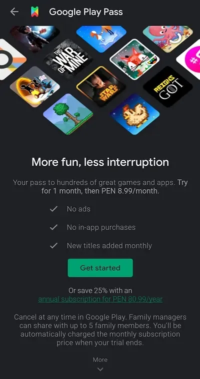 GOOGLE PLAY PASS EN PERÚ