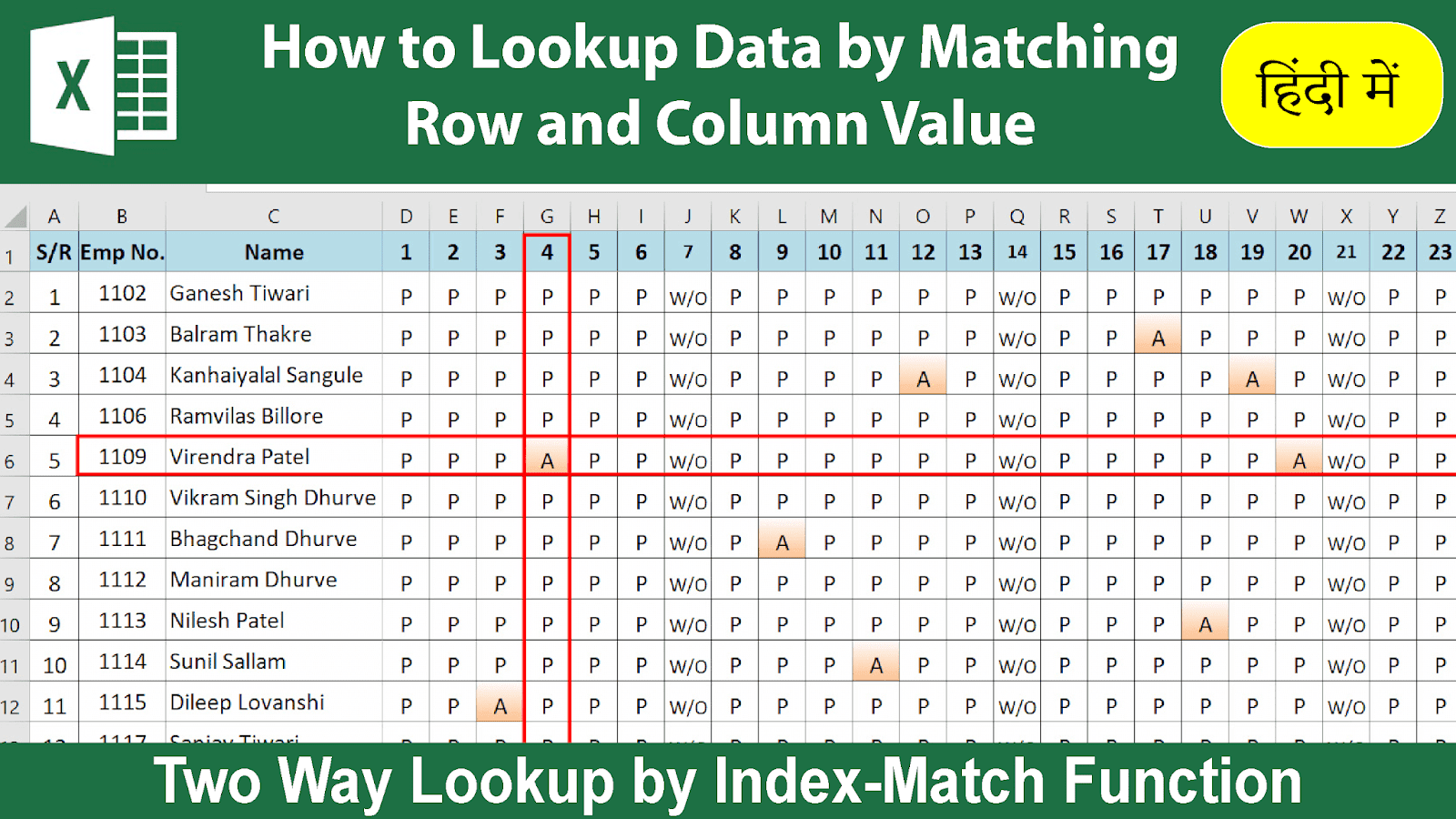 Two way lookup in excel by index match function - UTKARSH TECH EDUCATION