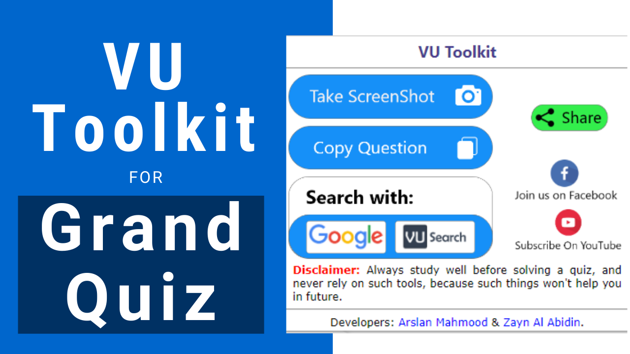 VU Toolkit For Grand Quiz VU Grand Quiz Assignment GDB past Papers exam