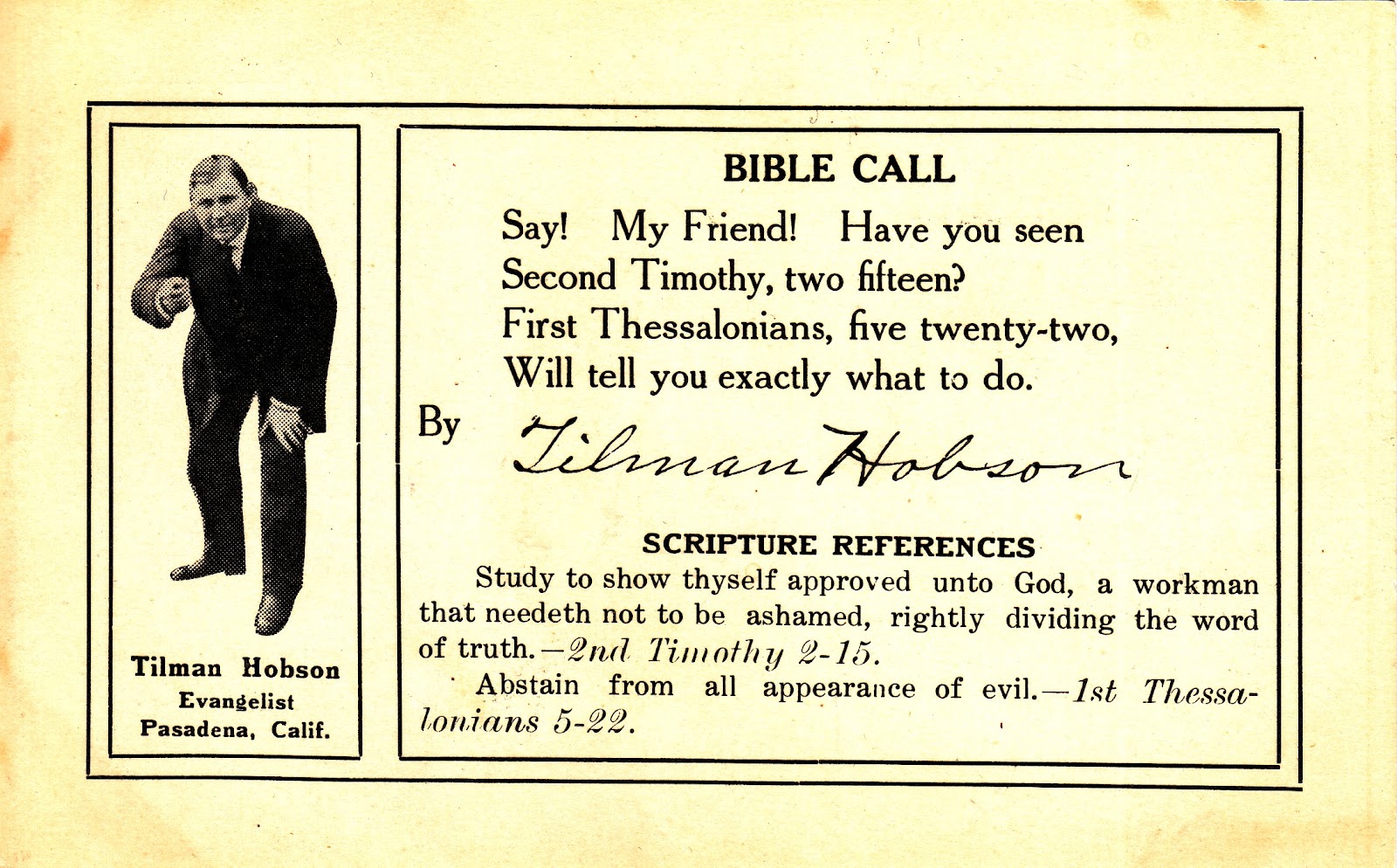 old time religion by Jim Linderman Reverend Tilman Hobson and his