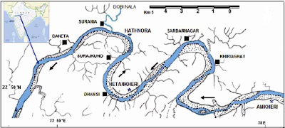 Central Narmada valley map, fossil map, fossil cites in india