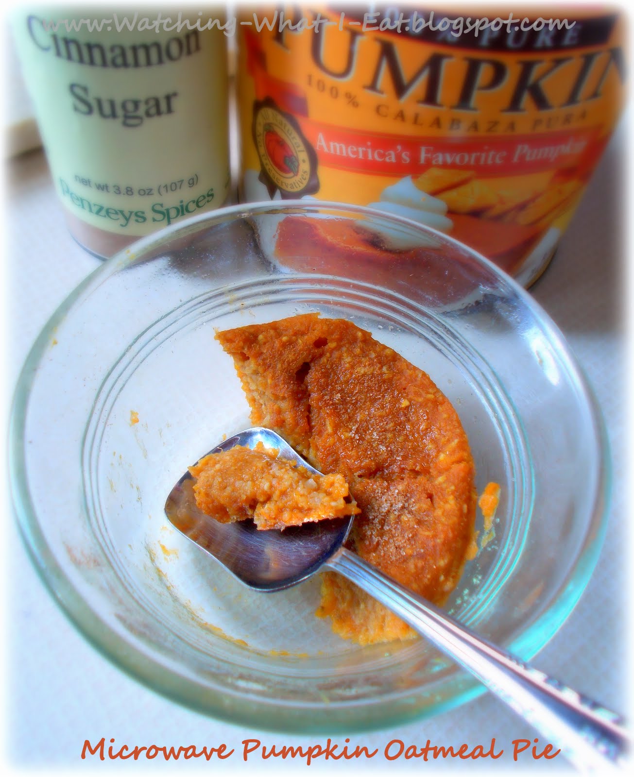 Watching What I Eat Microwave Pumpkin Oatmeal Pie single serving