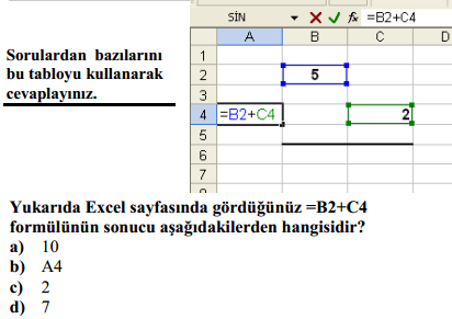 bilisim teknolojileri excel online test