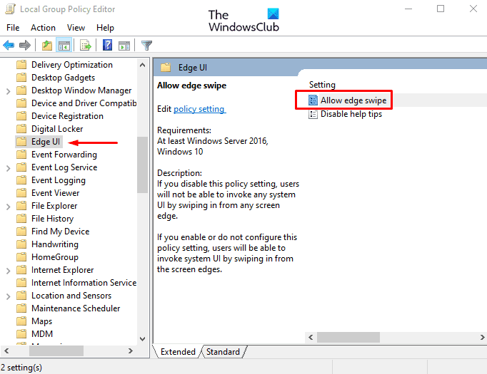Как включить или отключить смахивание по краю экрана в Windows 10