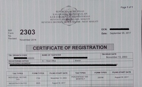 How to Register Certificate of Registration in BIR for Grab and Uber