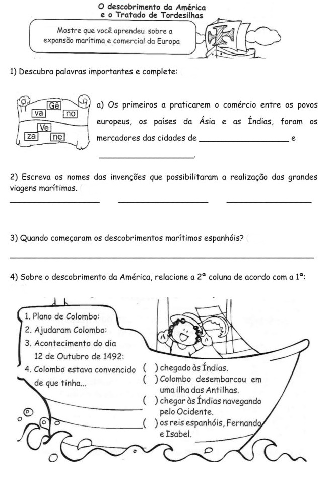 ATIVIDADE DE HISTÓRIA O DESCOBRIMENTO DA