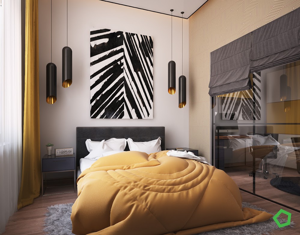 yellow-and-gray-bedroom