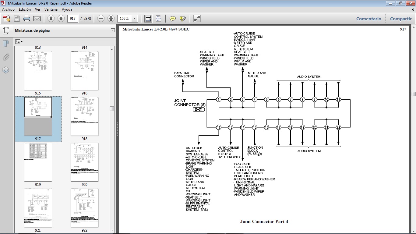 Manuales de Taller de MITSUBISHI: MITSUBISHI LANCER con motor 4G94 2.0