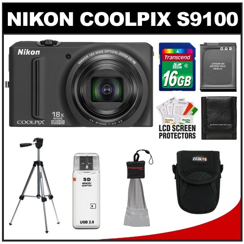 Nikon Digital Camera: Nikon Coolpix S9100 12.1 MP Digital Camera (Black