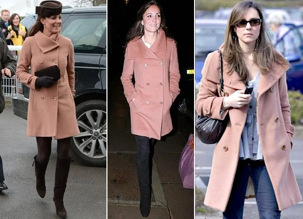 Kate Middleton wore Joseph dusty pink double breasted coat for the first time in 2007