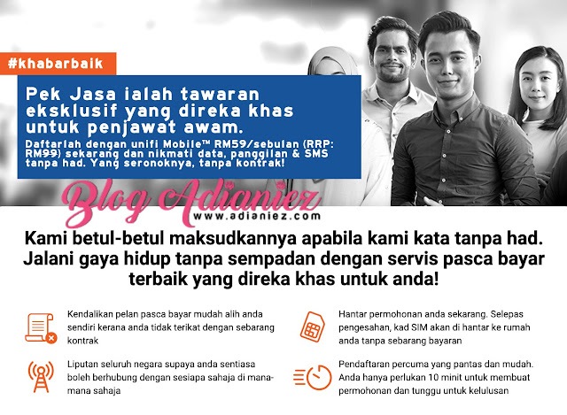 Pek Jasa Unifi Mobile | RM59.90 sebulan sehingga 31.12.2019