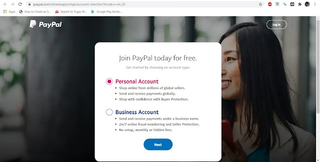 pilih jenis akun paypla