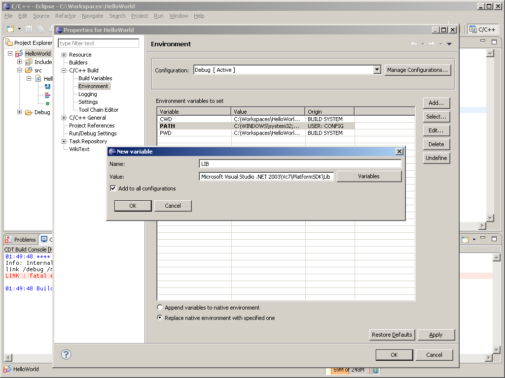 Dan Dar3 Eclipse CDT and Microsoft Visual C++ compiler