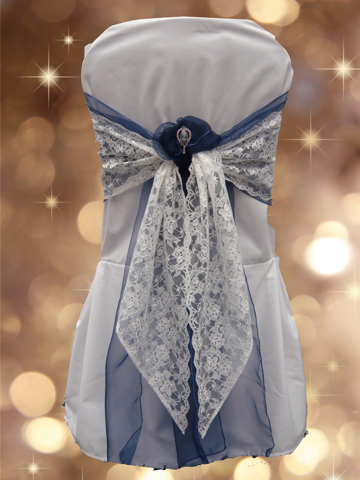 Posh Chair Covers And Bows Elegant Genuine English Lace Sashes On