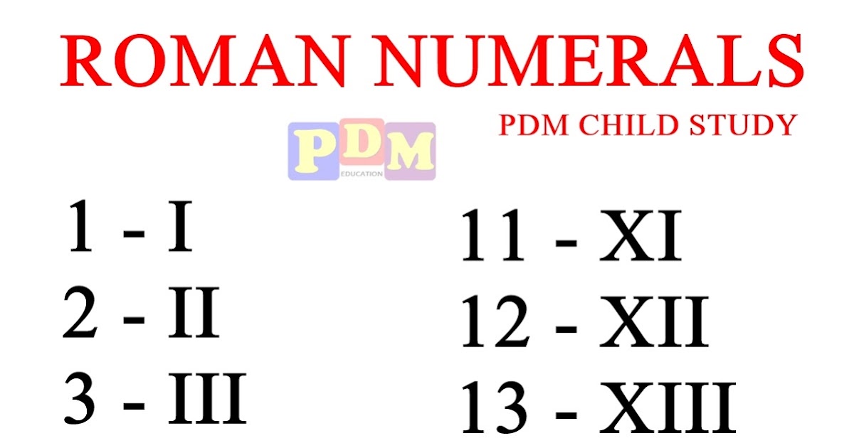 Roman Numerals PDM CHILD STUDY