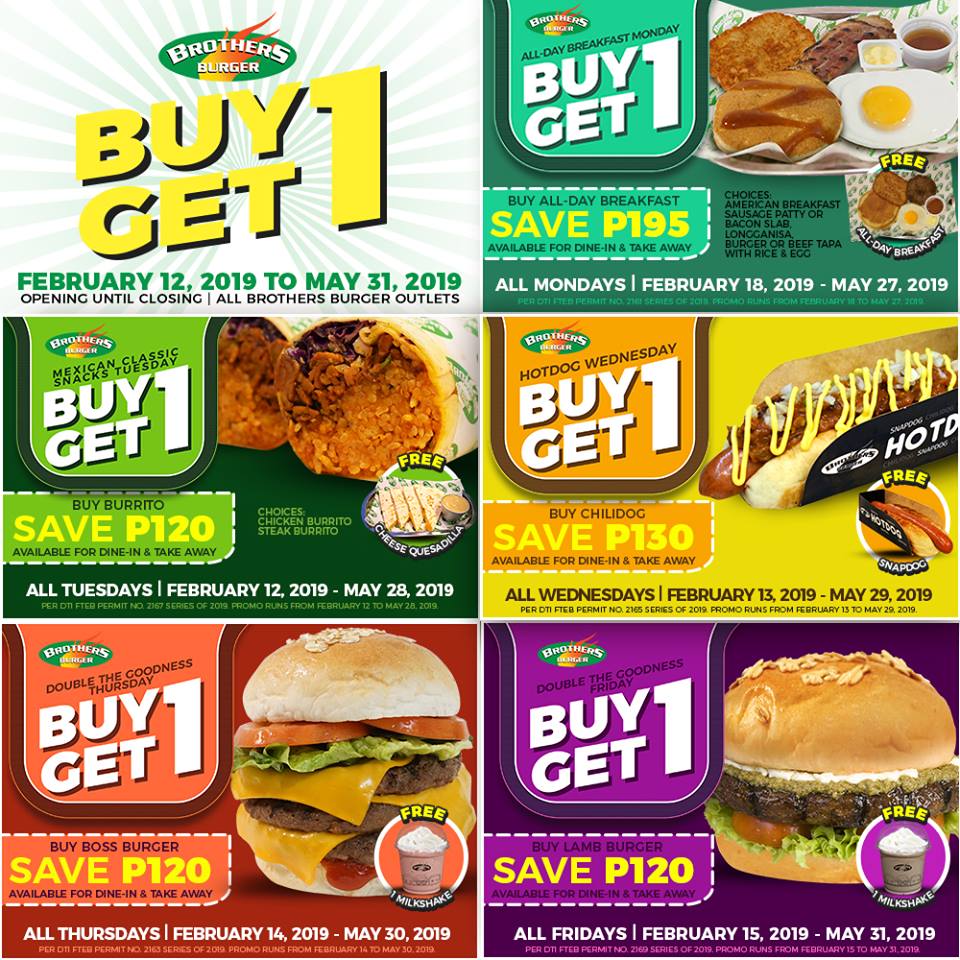 Manila Shopper Brothers Burger Buy1 Get1 Winning Deals Promo FebMay 2019