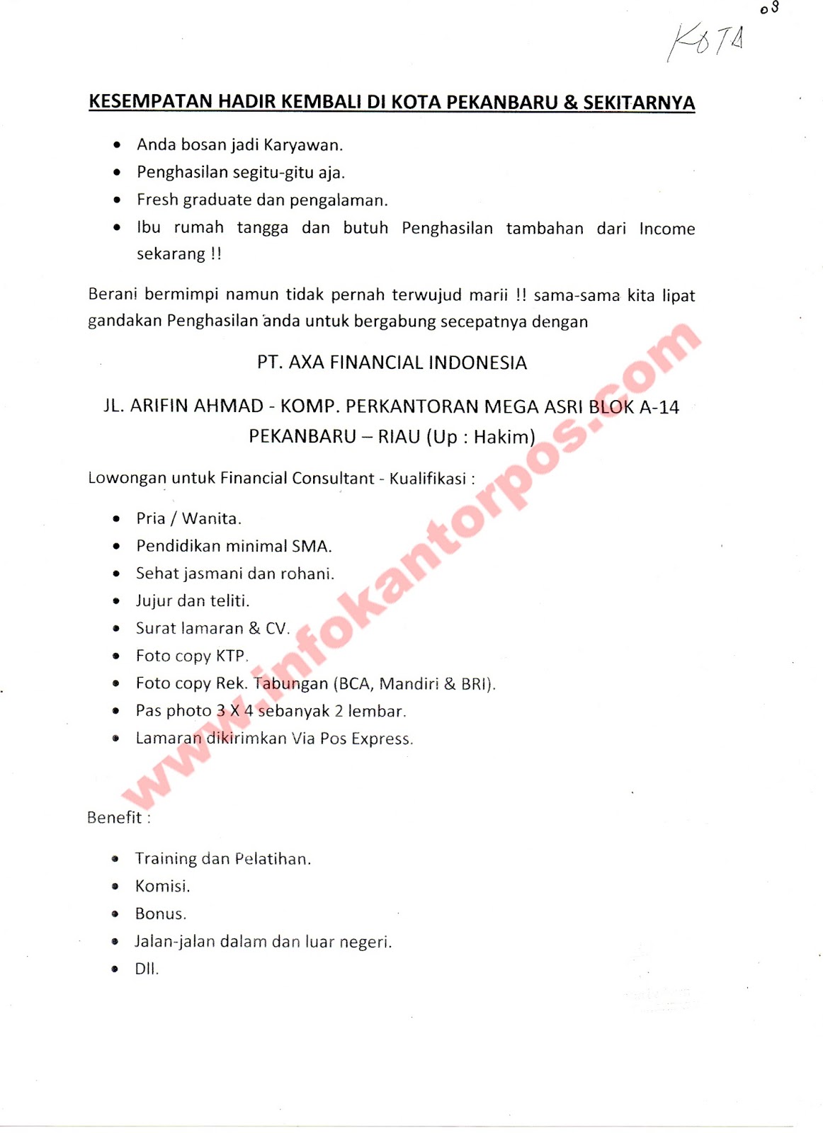 Lowongan Kerja Pt Axa Financial Indonesia Juli 2017 Www