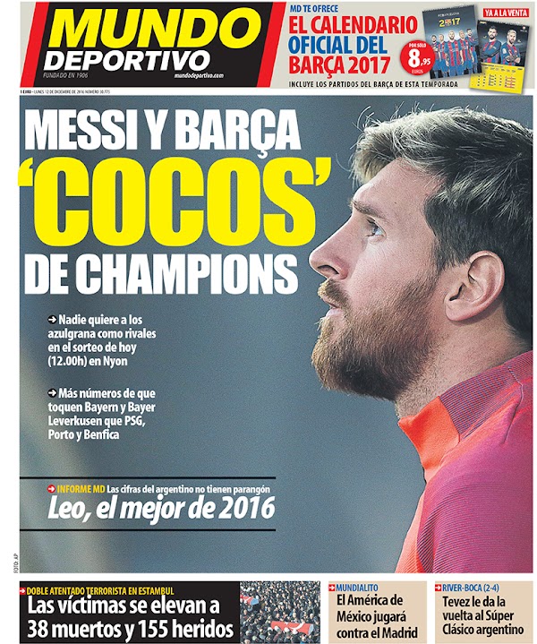 FC Barcelona, Mundo Deportivo: "Messi y Barça, cocos de Champions"
