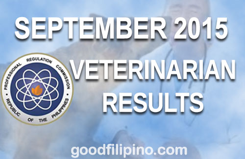 PRC Results: Veterinarian Board Exam Results - List of Passers (September 2015)