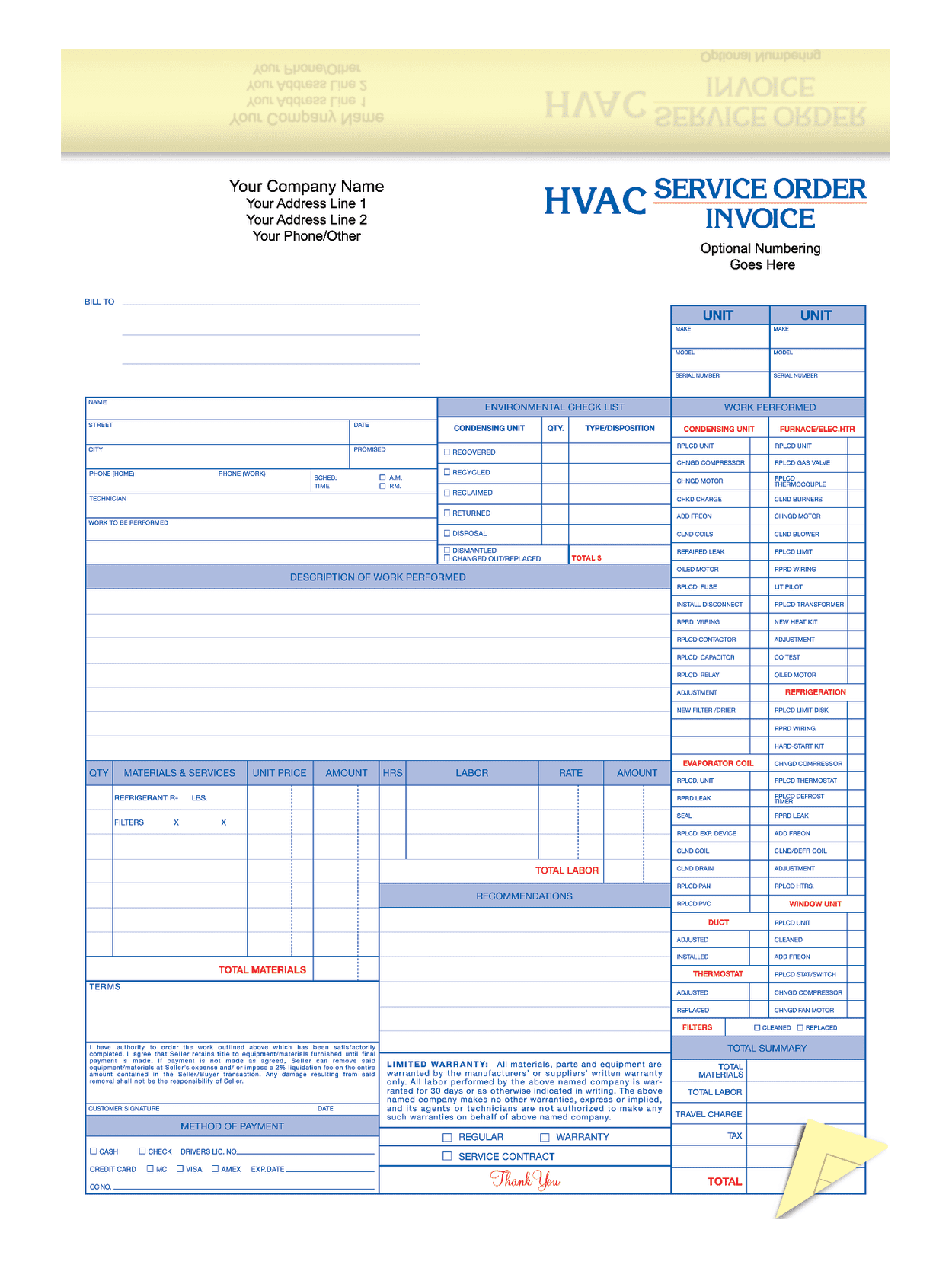 Hvac Invoices Invoice Template