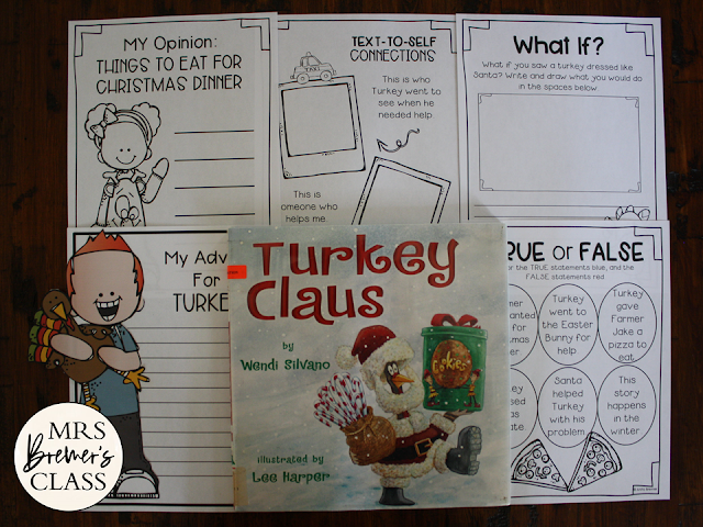 Turkey Claus book activities unit with Common Core aligned literacy activities and a craftivity for Kindergarten and First Grade