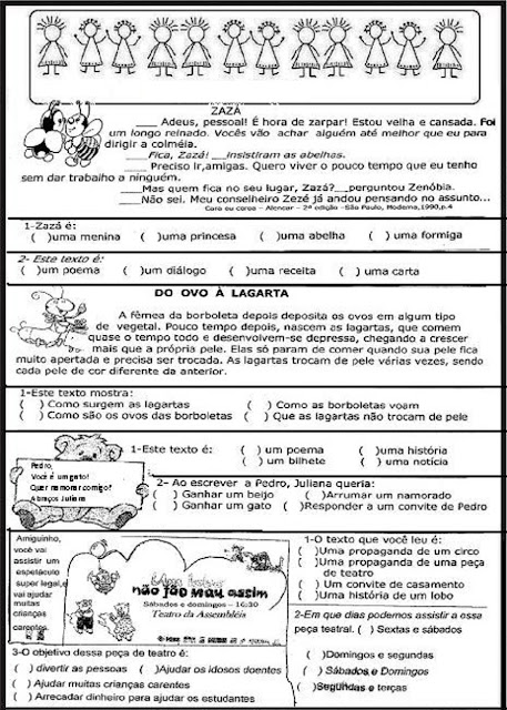 Avaliação de português para 3º ano - Imprimir e colorir